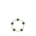 VAN CLEEF AND ARPELSS VINTAGE ALHAMBRA BRACELET 5 MOTIF, YELLOW GOLD, MALACHITE