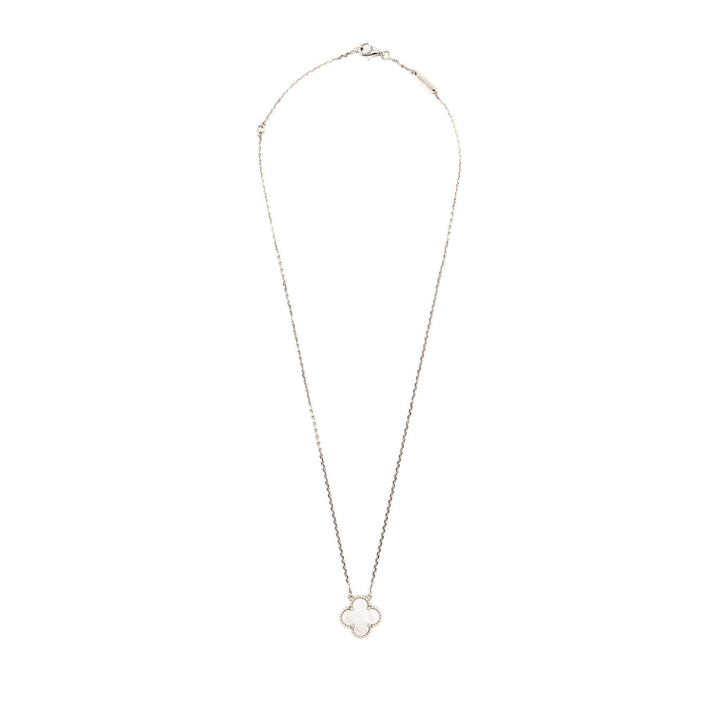 VAN CLEEF & ARPELS VINTAGE ALHAMBRA PENDANT MOTHER OF PEARL WHITE GOLD