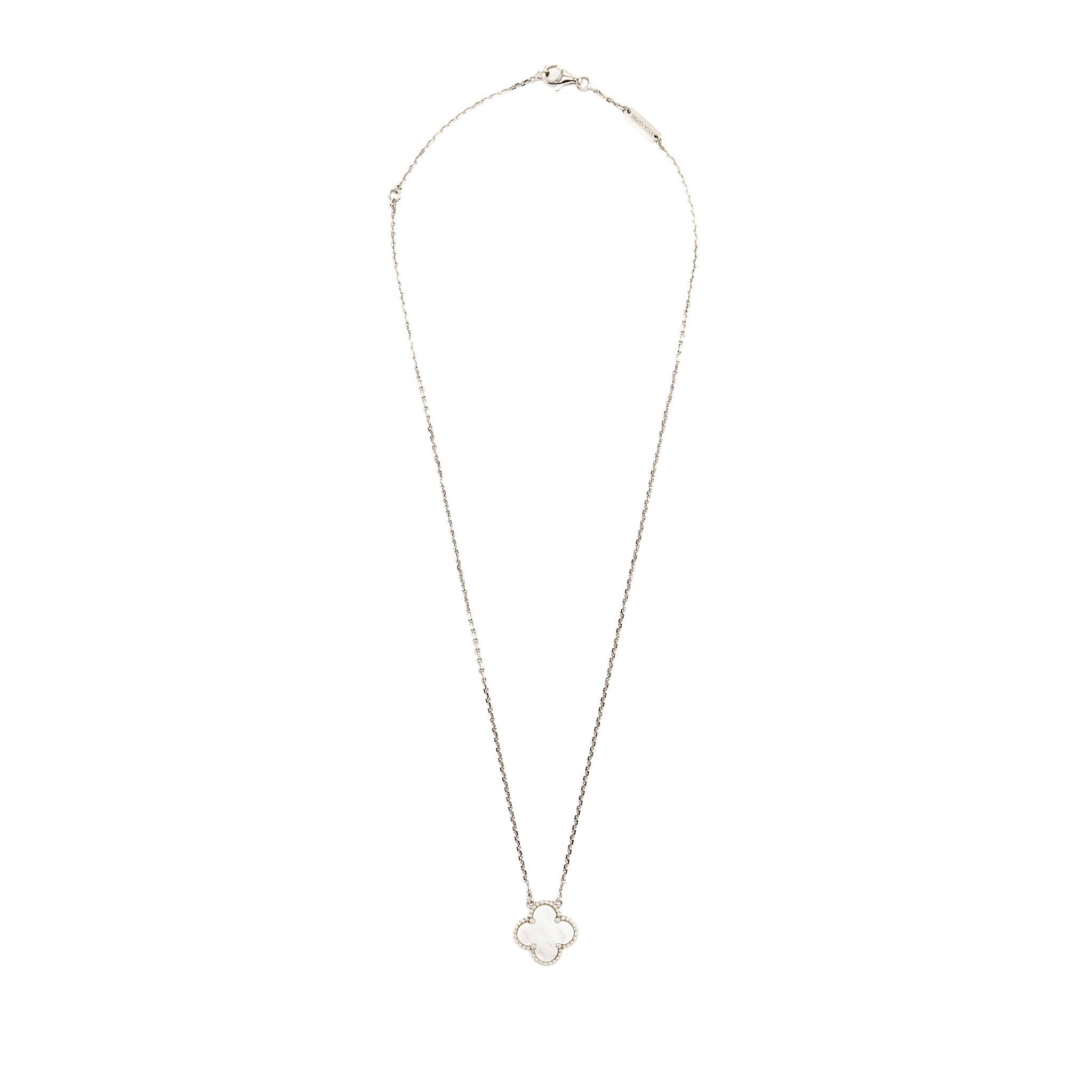 VAN CLEEF & ARPELS VINTAGE ALHAMBRA PENDANT MOTHER OF PEARL WHITE GOLD