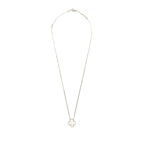 VAN CLEEF & ARPELS VINTAGE ALHAMBRA PENDANT MOTHER OF PEARL WHITE GOLD