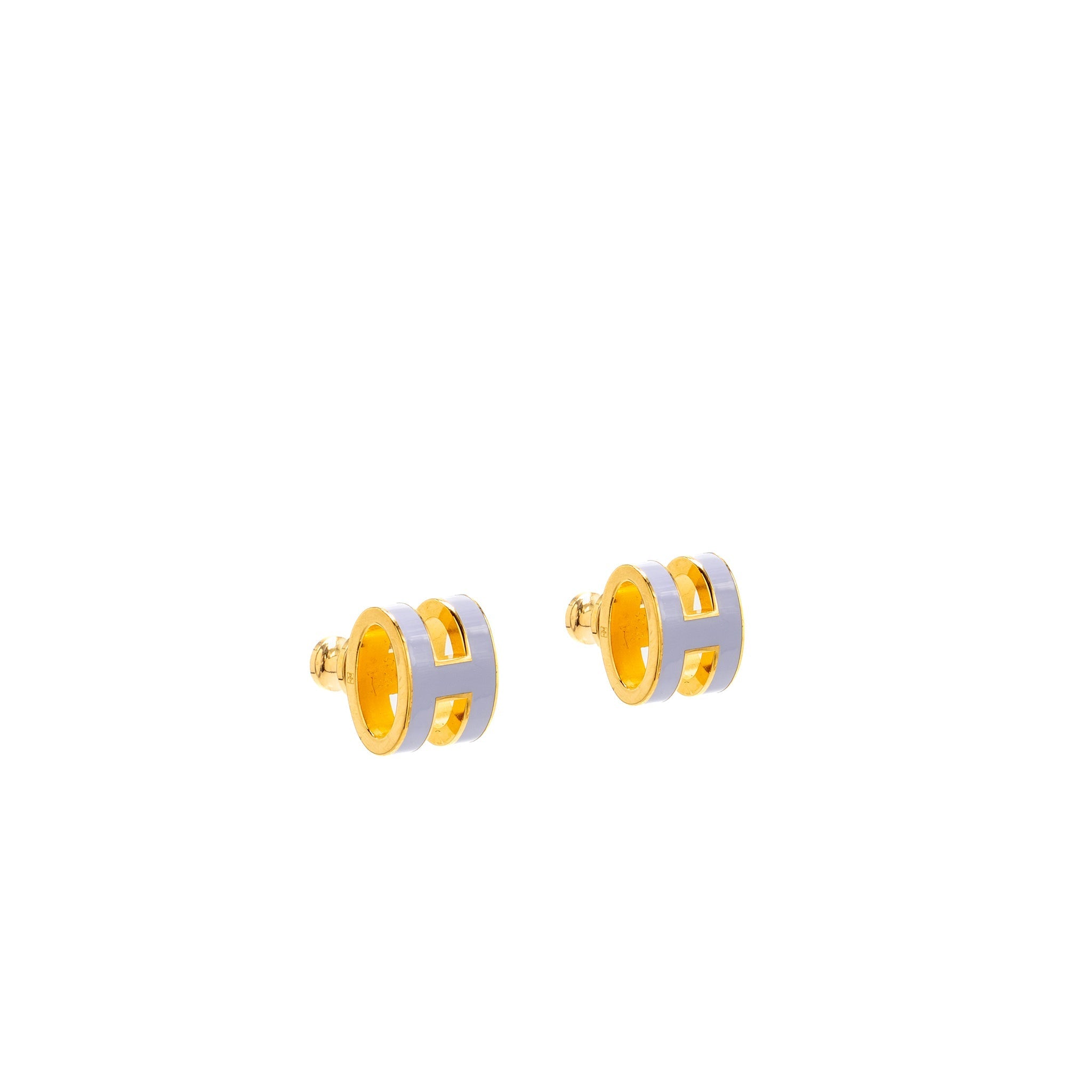 HERMES MINI POP H EARRINGS LIGHT PURPLE GHW