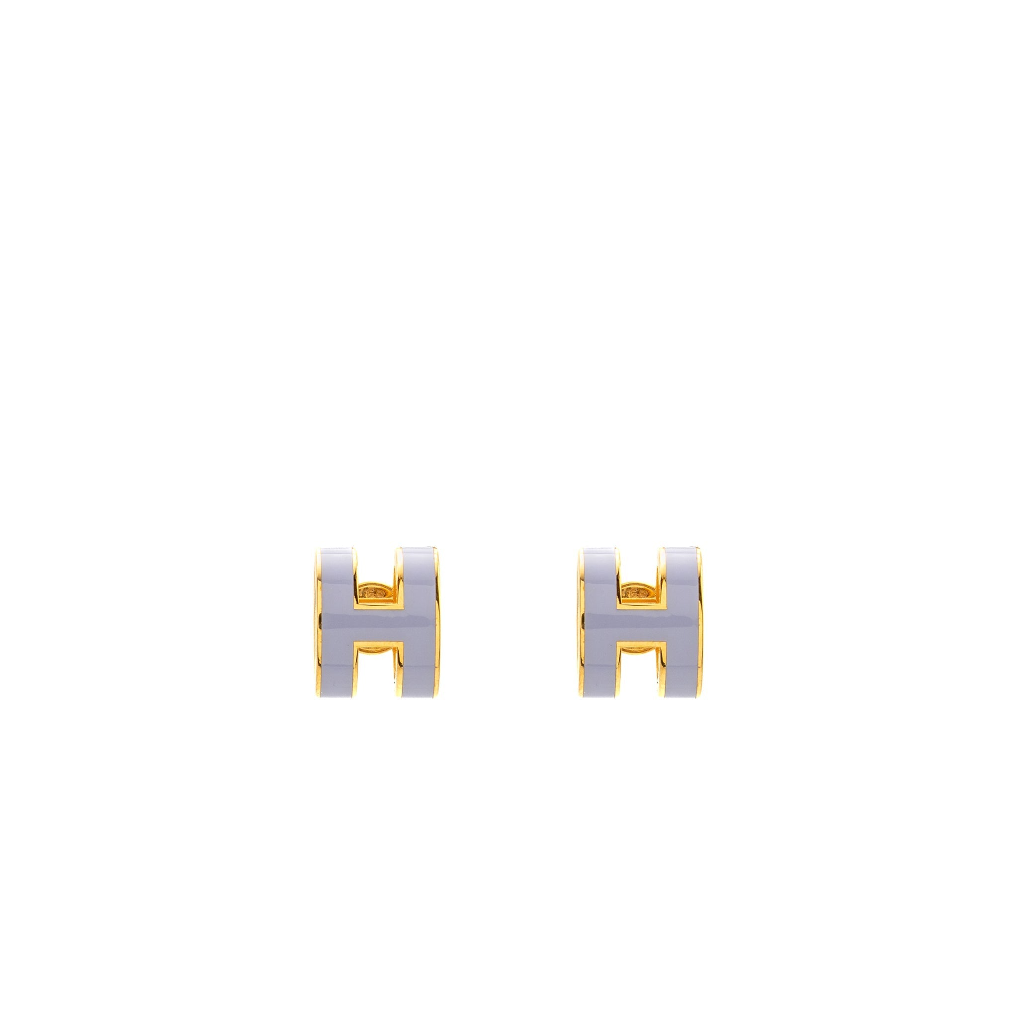 HERMES MINI POP H EARRINGS LIGHT PURPLE GHW