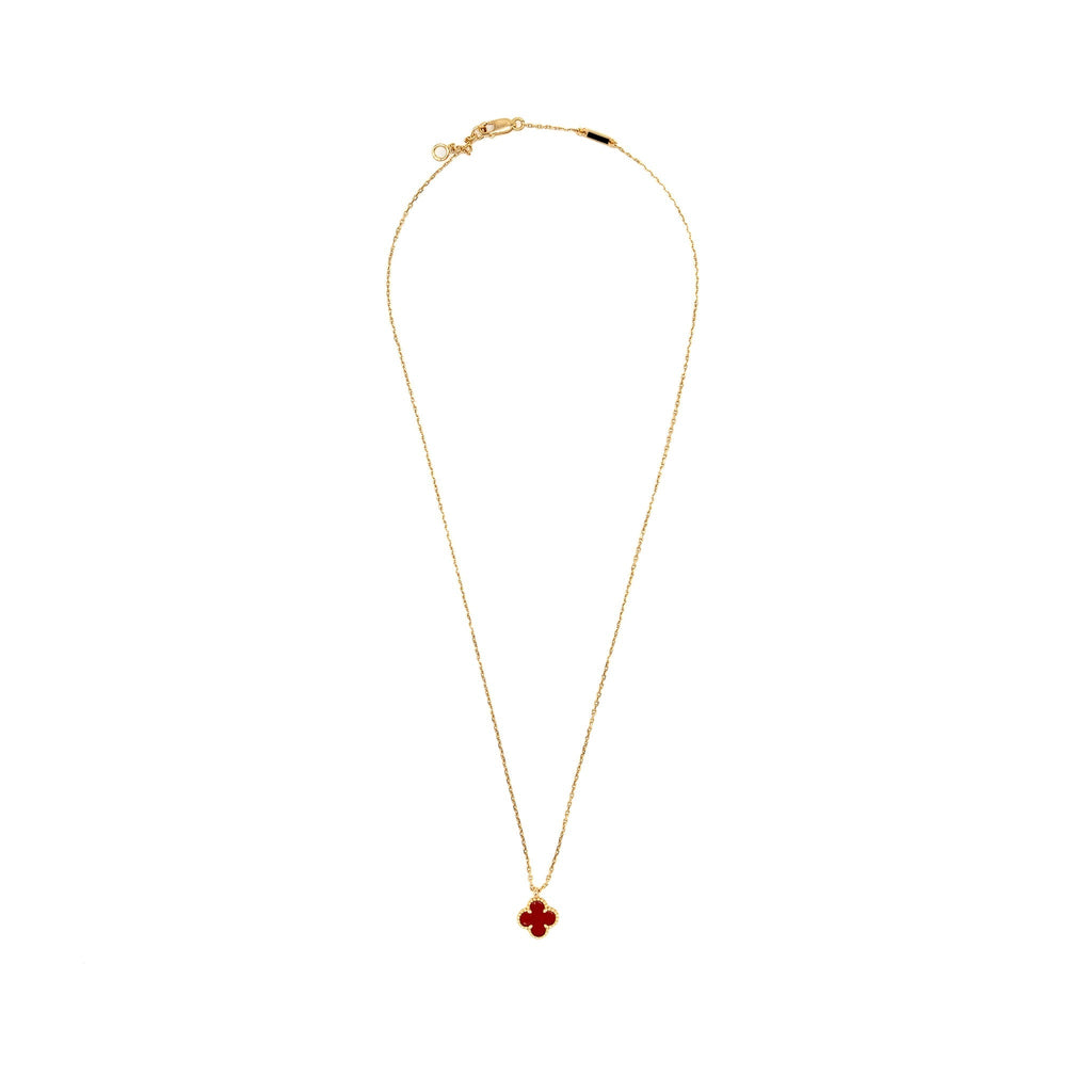 VAN CLEEF & ARPELS SWEET ALHAMBRA PENDANT ROSE GOLD, CARNELIAN