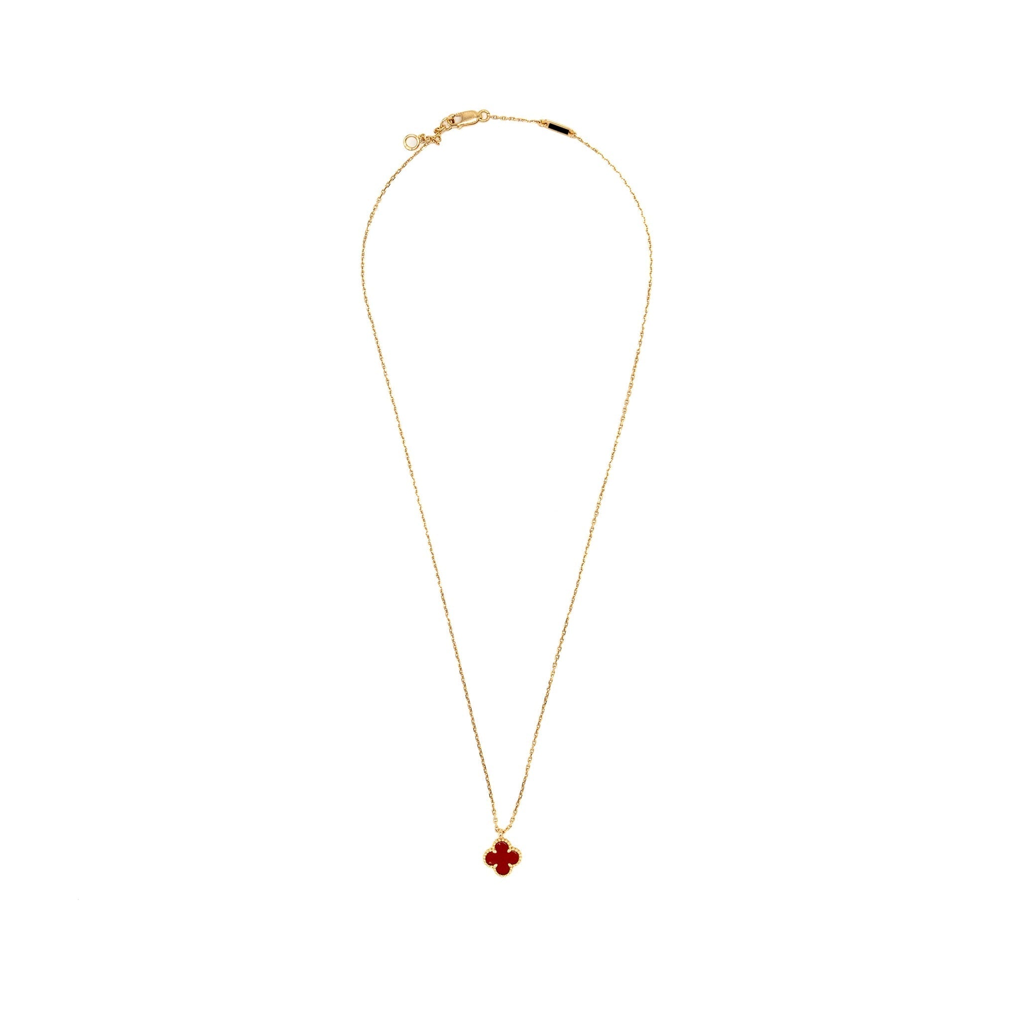 VAN CLEEF & ARPELS SWEET ALHAMBRA PENDANT ROSE GOLD, CARNELIAN