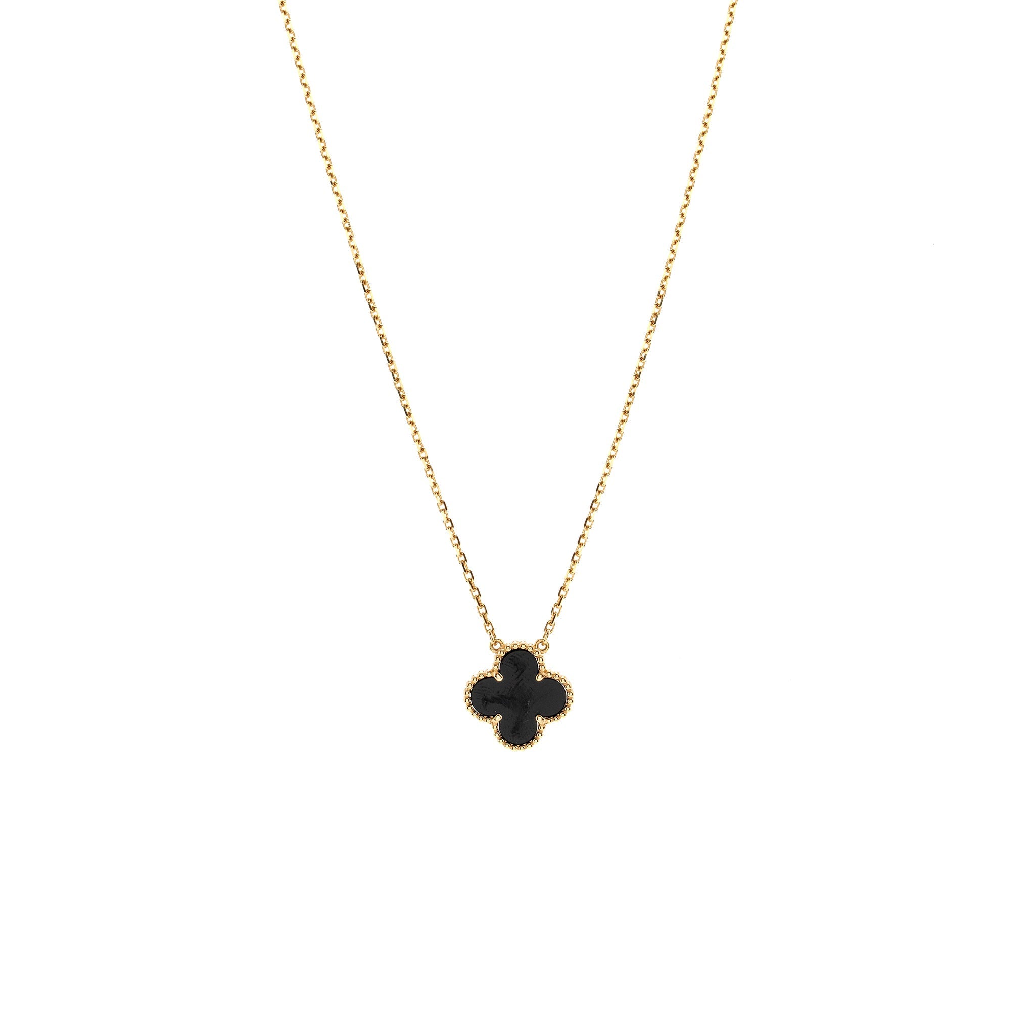 VAN CLEEF VINTAGE ALHAMBRA PENDANT 18K YELLOW GOLD , ONYX