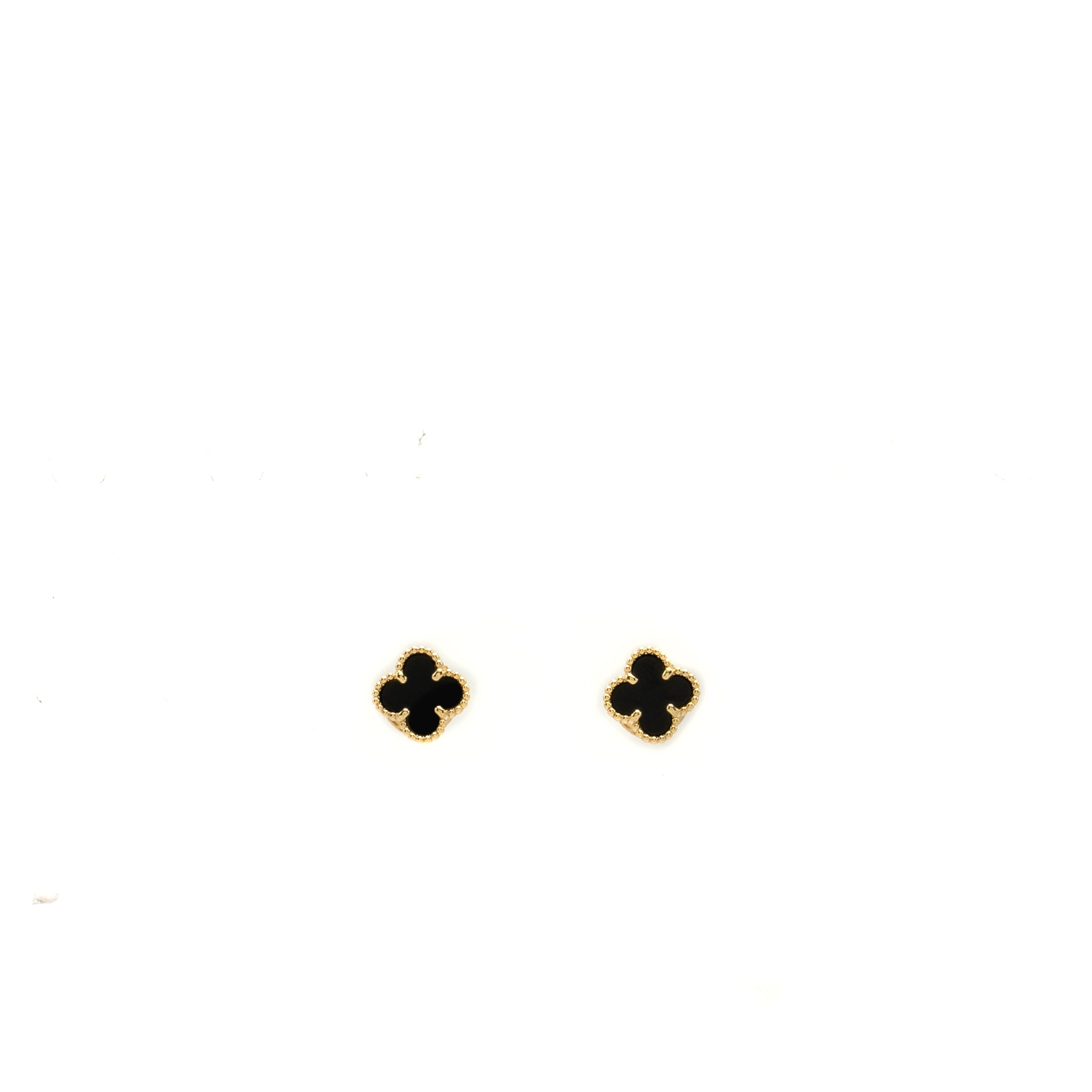 VAN CLEEF & ARPELS SWEET ALHAMBRA EARSTUDS ONYX YELLOW GOLD