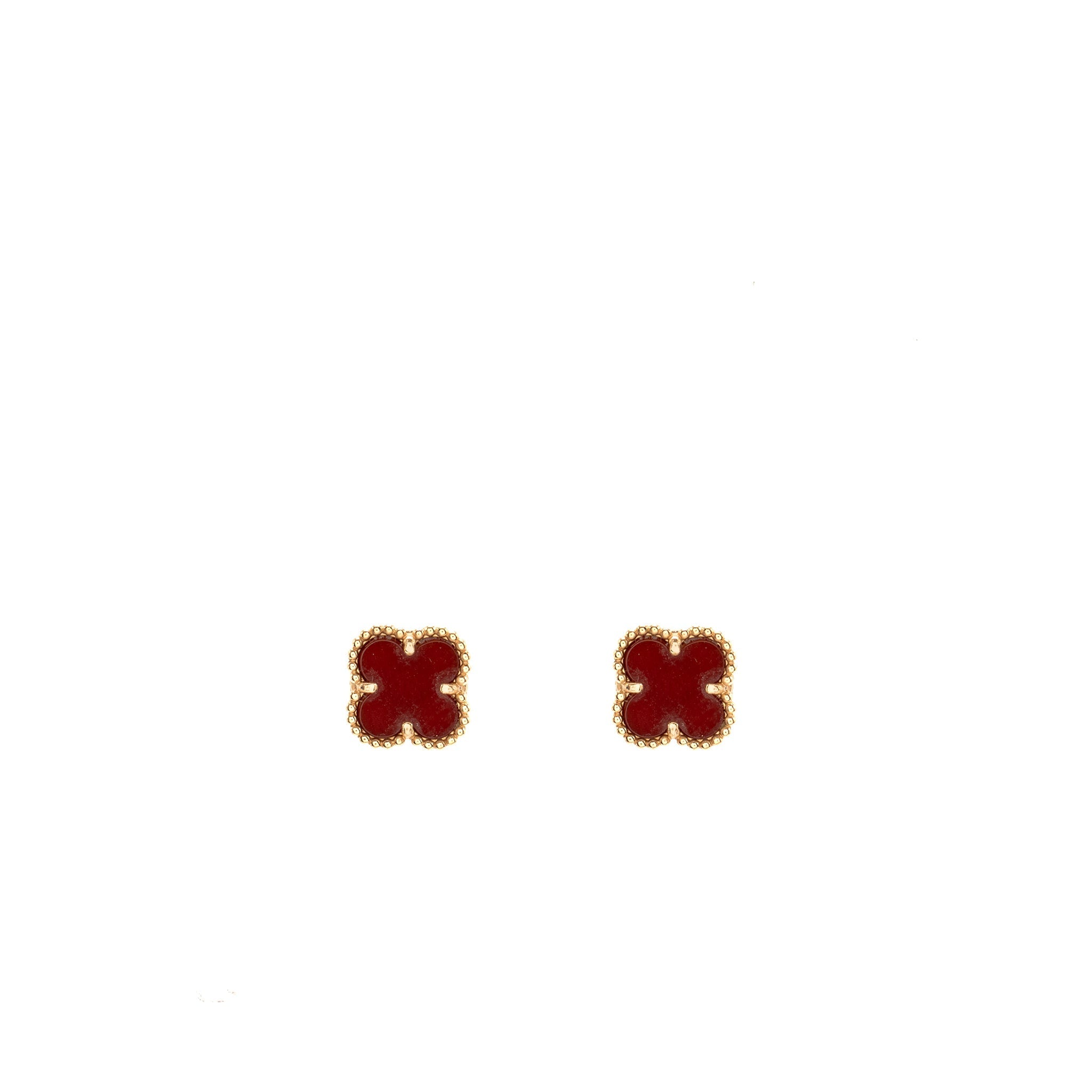 VAN CLEEF & ARPELS SWEET ALHAMBRA EARSTUDS ROSE GOLD, CARNELIAN
