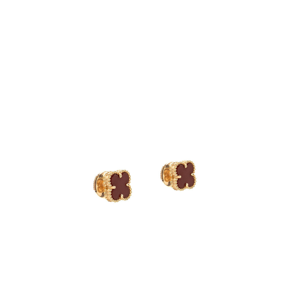 VAN CLEEF & ARPELS SWEET ALHAMBRA EARSTUDS ROSE GOLD, CARNELIAN