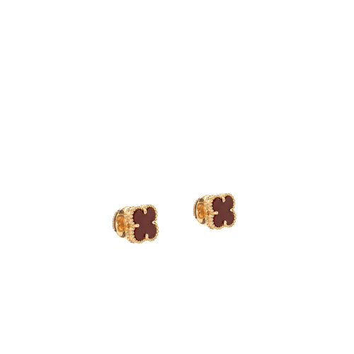 VAN CLEEF & ARPELS SWEET ALHAMBRA EARSTUDS ROSE GOLD, CARNELIAN
