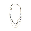 CHANEL ROUND CC LOGO LONG NECKLACE WITH PEARL/GLASS PEARL LIGHT GOLD TONE