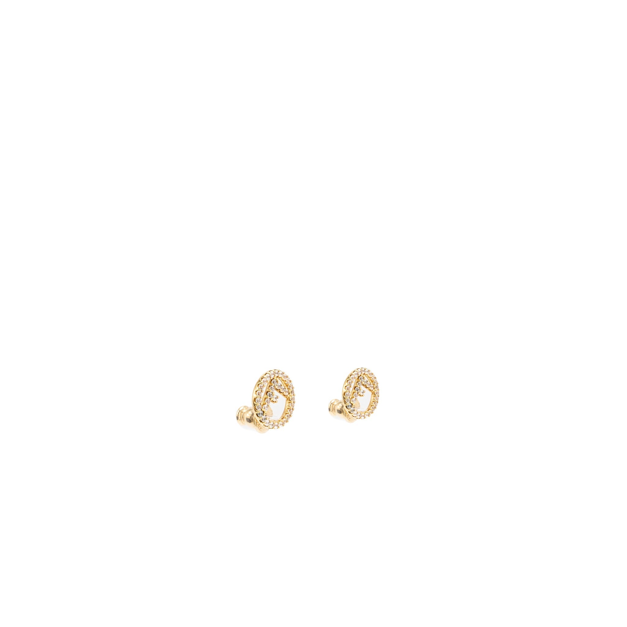 FENDI F IS FENDI EARRINGS PINK GOLD TONE WITH CRYSTAL