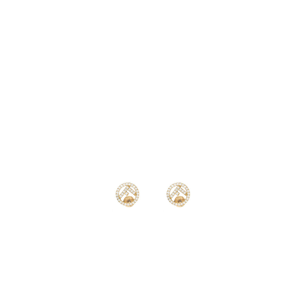 FENDI F IS FENDI EARRINGS PINK GOLD TONE WITH CRYSTAL