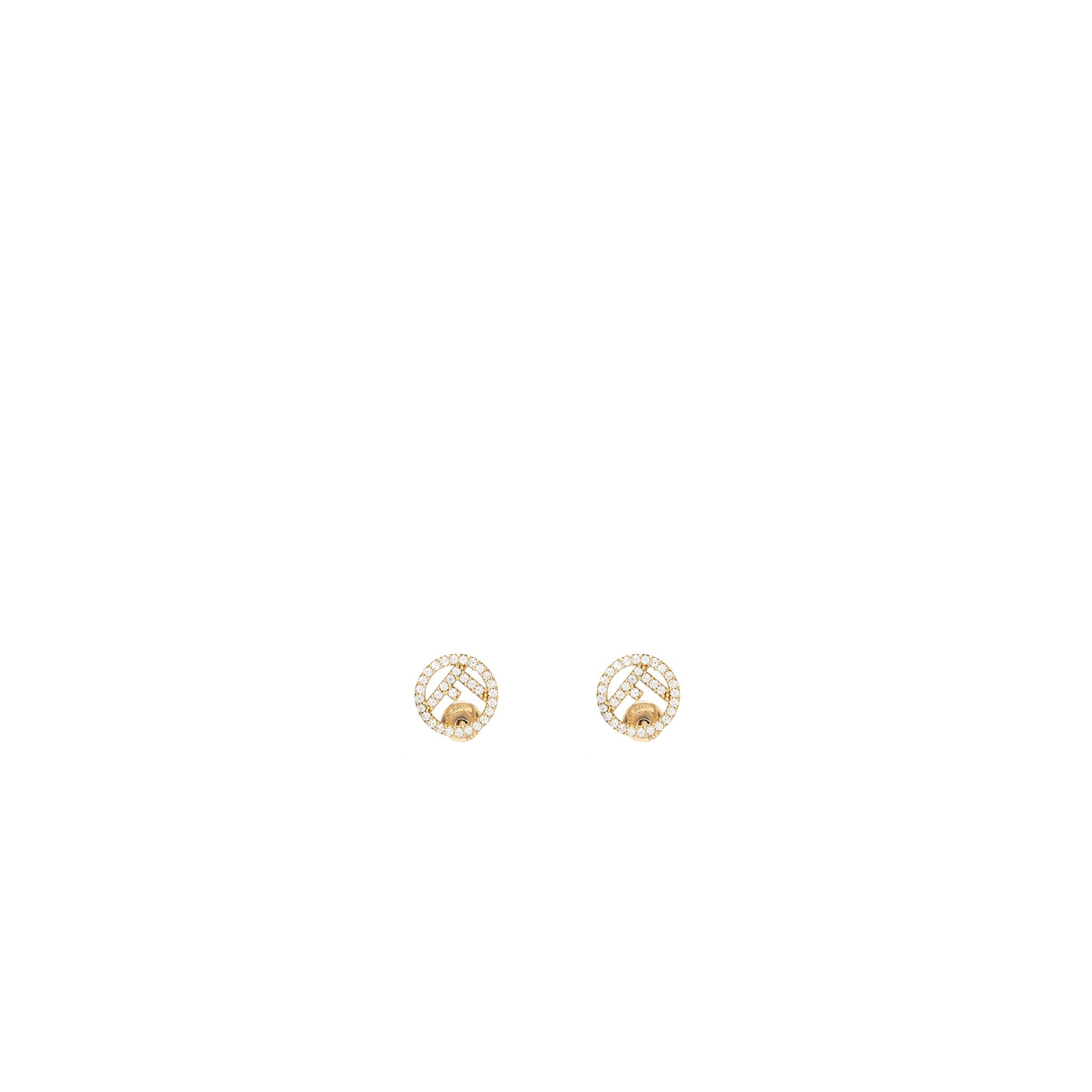 FENDI F IS FENDI EARRINGS PINK GOLD TONE WITH CRYSTAL