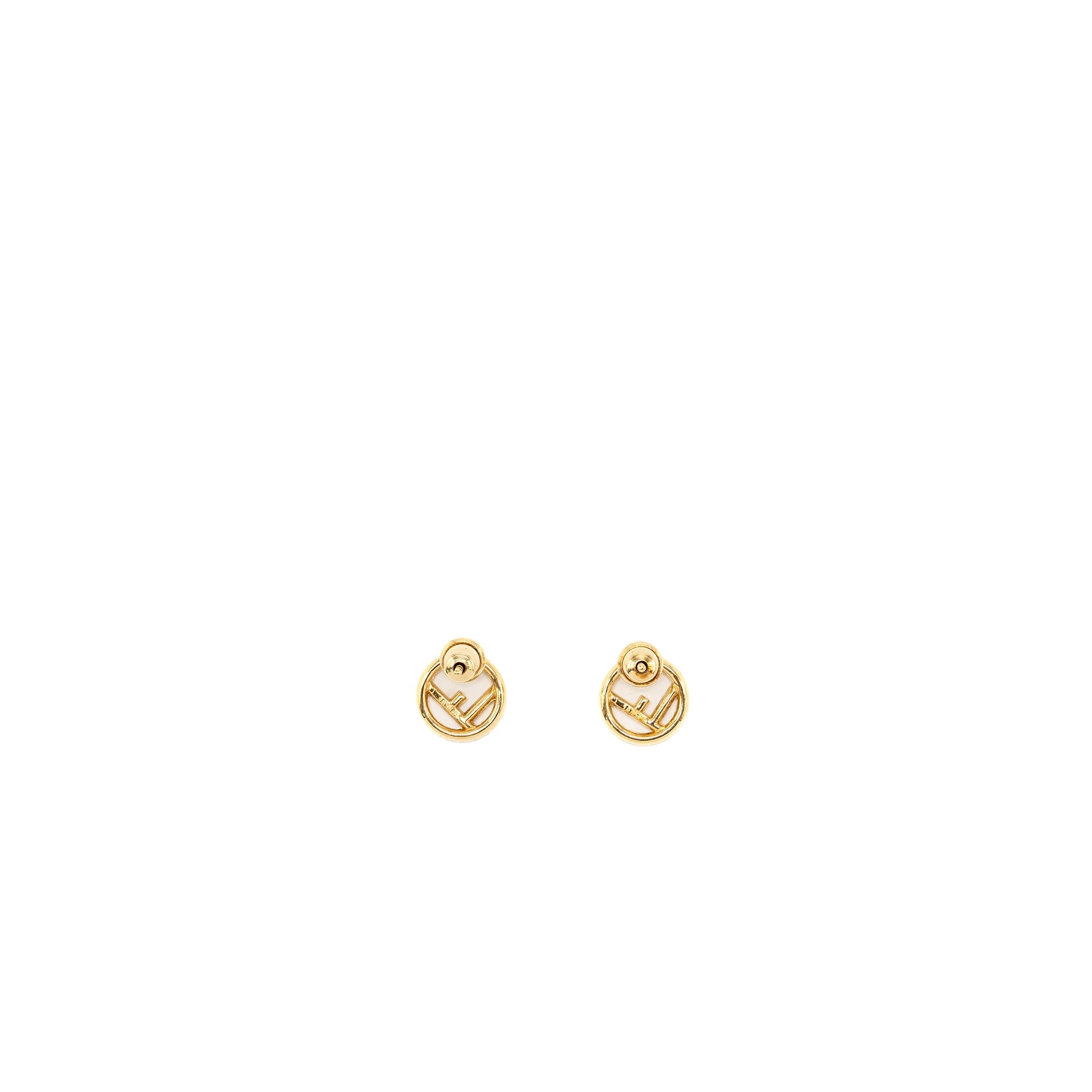 FENDI F IS FENDI EARRINGS PINK GOLD TONE WITH CRYSTAL