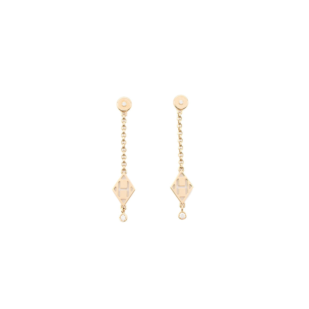 HERMES GAMBADE H EARRINGS ROSE GOLD DIAMONDS