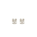 CHANEL CC LOGO BOW EARRINGS CRYSTAL SILVER TONE