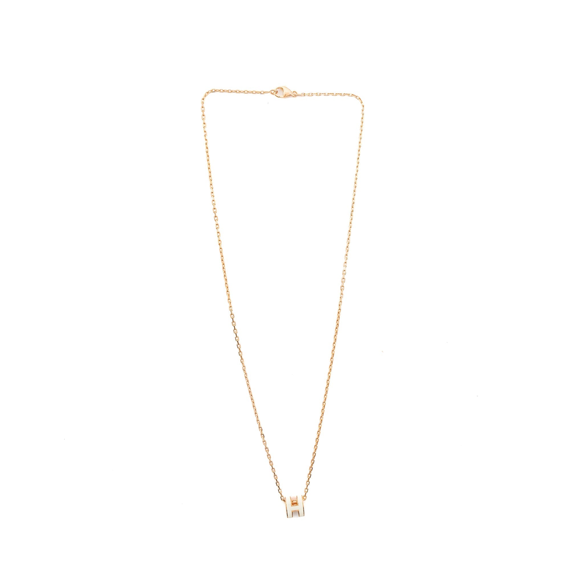 HERMES MINI POP H PENDANT WHITE ROSE GOLD