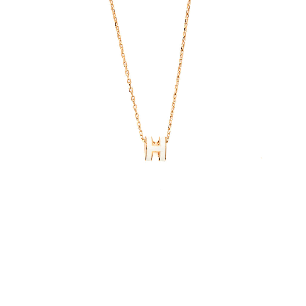 HERMES MINI POP H PENDANT WHITE ROSE GOLD