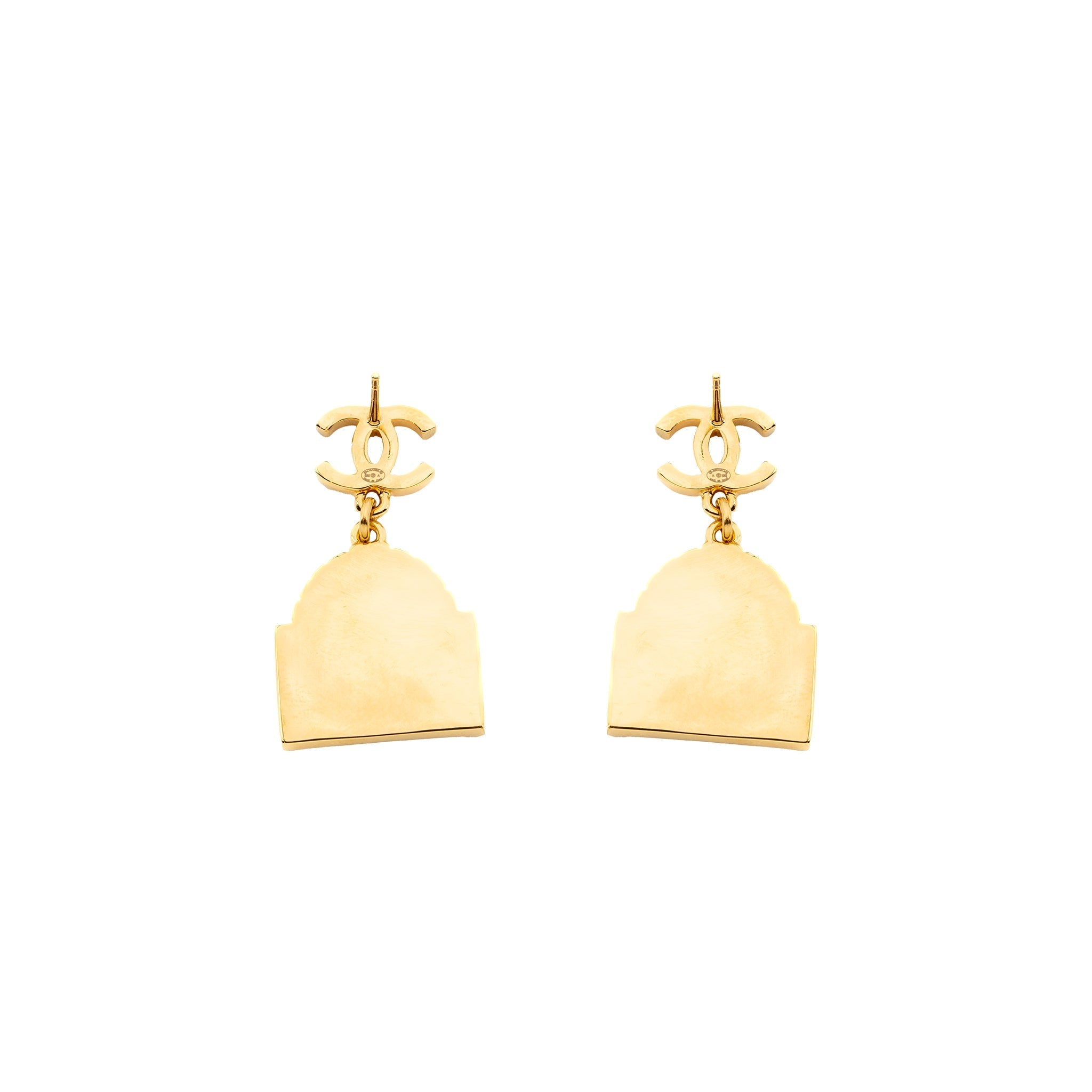 CHANEL CC LOGO RUE CAMBO DROP EARRING GHW