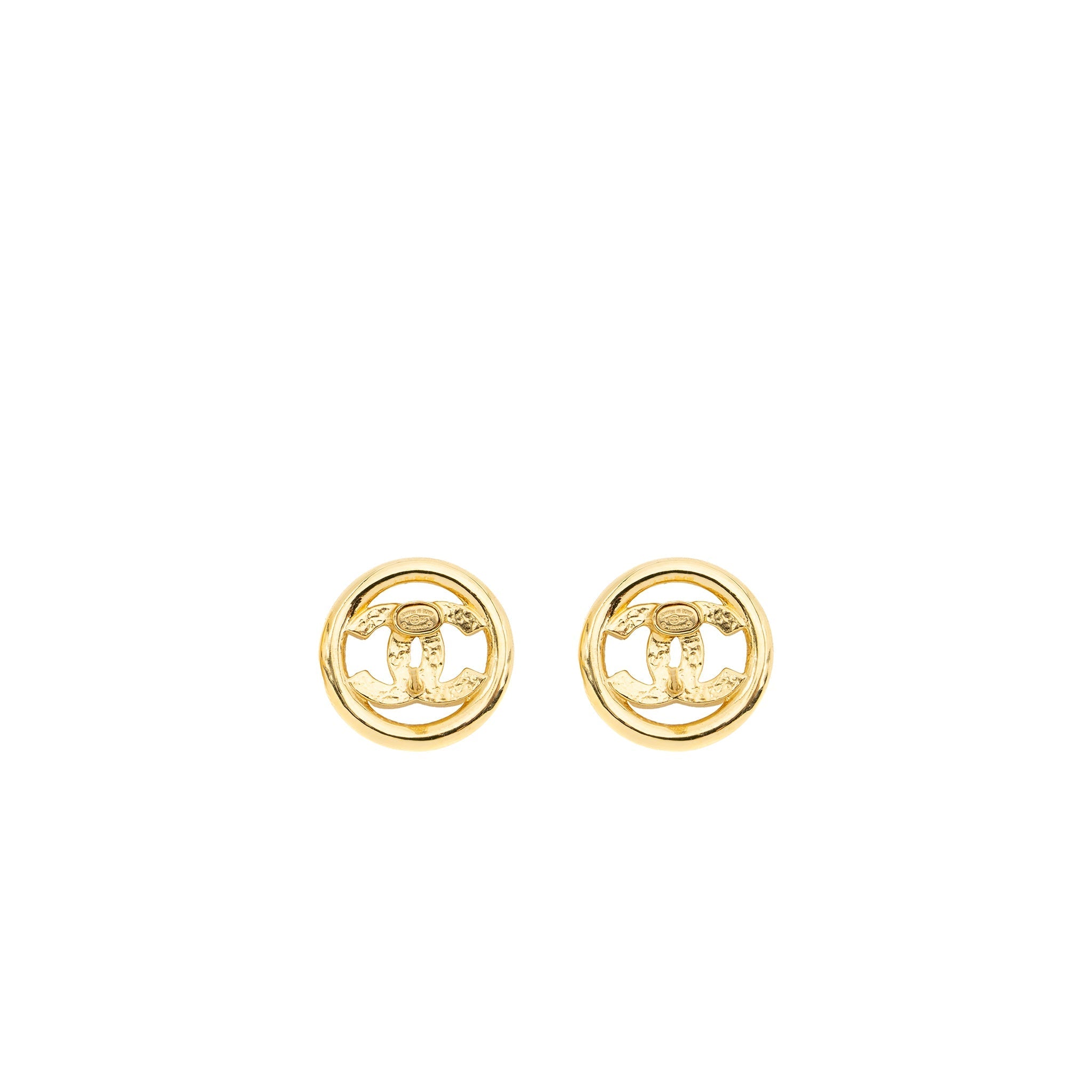 CHANEL ROUND CC LOGO EARRINGS GHW