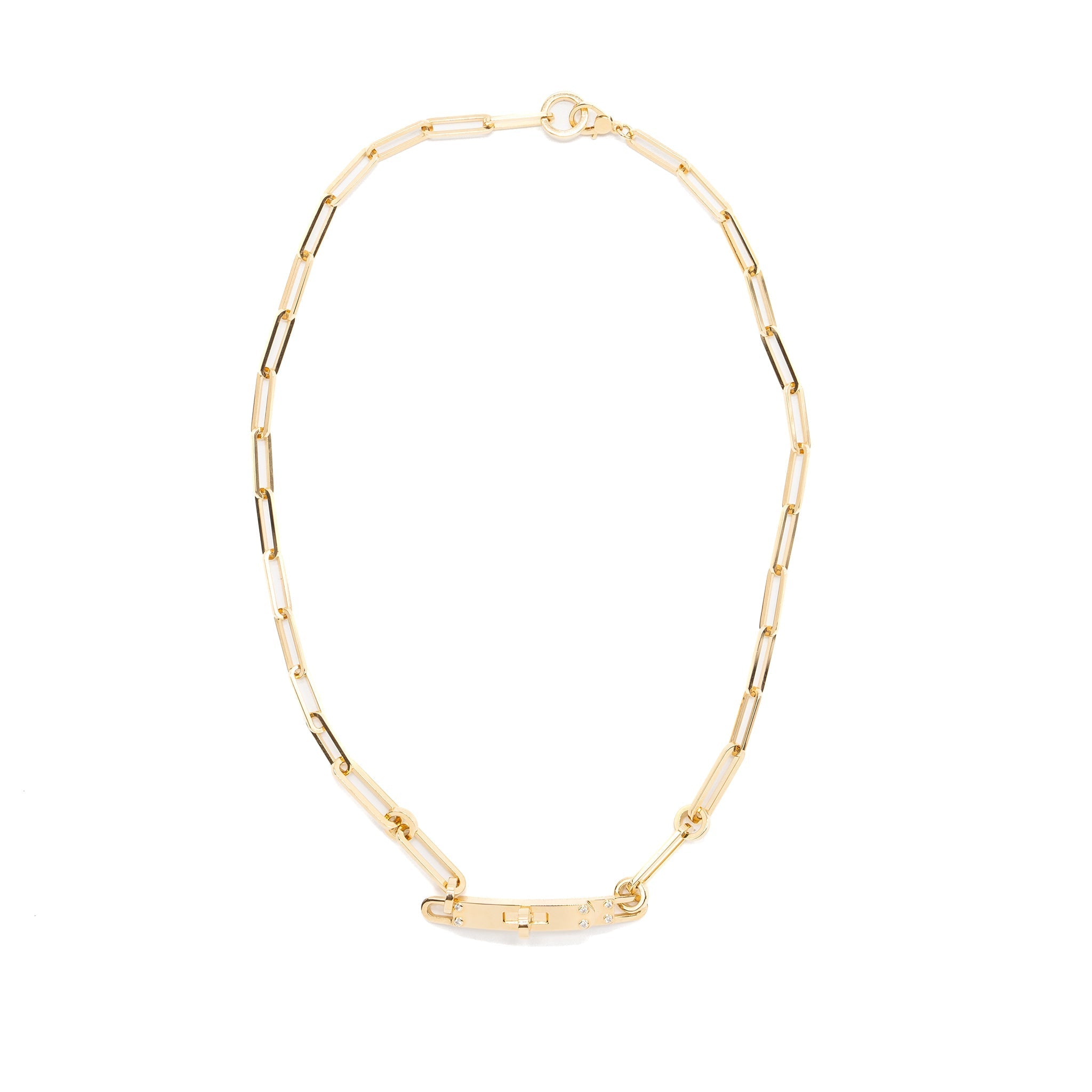 HERMES KELLY CHAIN CHOCKER / DOUBLE BRACELET YELLOW GOLD WITH DIAMONDS