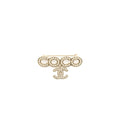 CHANEL COCO LOGO BROOCH PEARL LIGHT GOLD TONE
