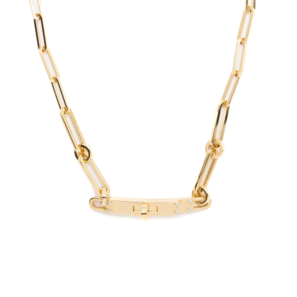 HERMES KELLY CHAIN CHOCKER / DOUBLE BRACELET YELLOW GOLD WITH DIAMONDS