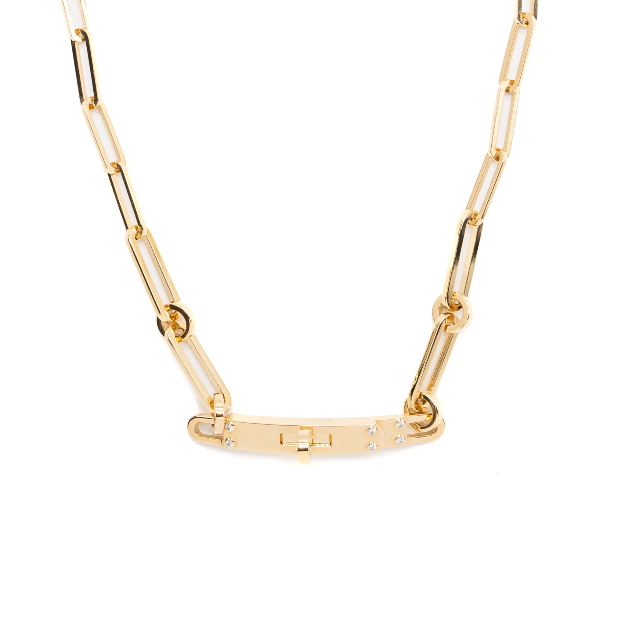 HERMES KELLY CHAIN CHOCKER / DOUBLE BRACELET YELLOW GOLD WITH DIAMONDS