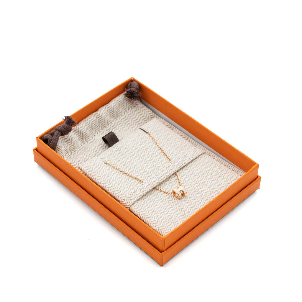 HERMES MINI POP H PENDANT WHITE ROSE GOLD