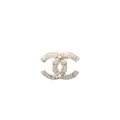 CHANEL CC COMET LOGO BROOCH CRYSTAL/PEARL SILVER TONE