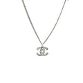 CHANEL CC LOGO NECKLACE CRYSTAL/ PEARL RUTHENIUM HARDWARE
