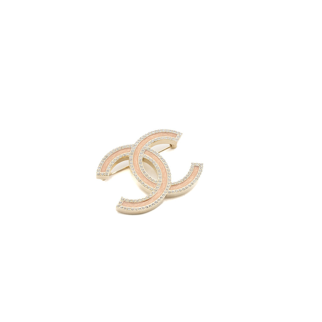 CHANEL GIANT CC LOGO LIGHT PINK LIGHT GOLD TONE