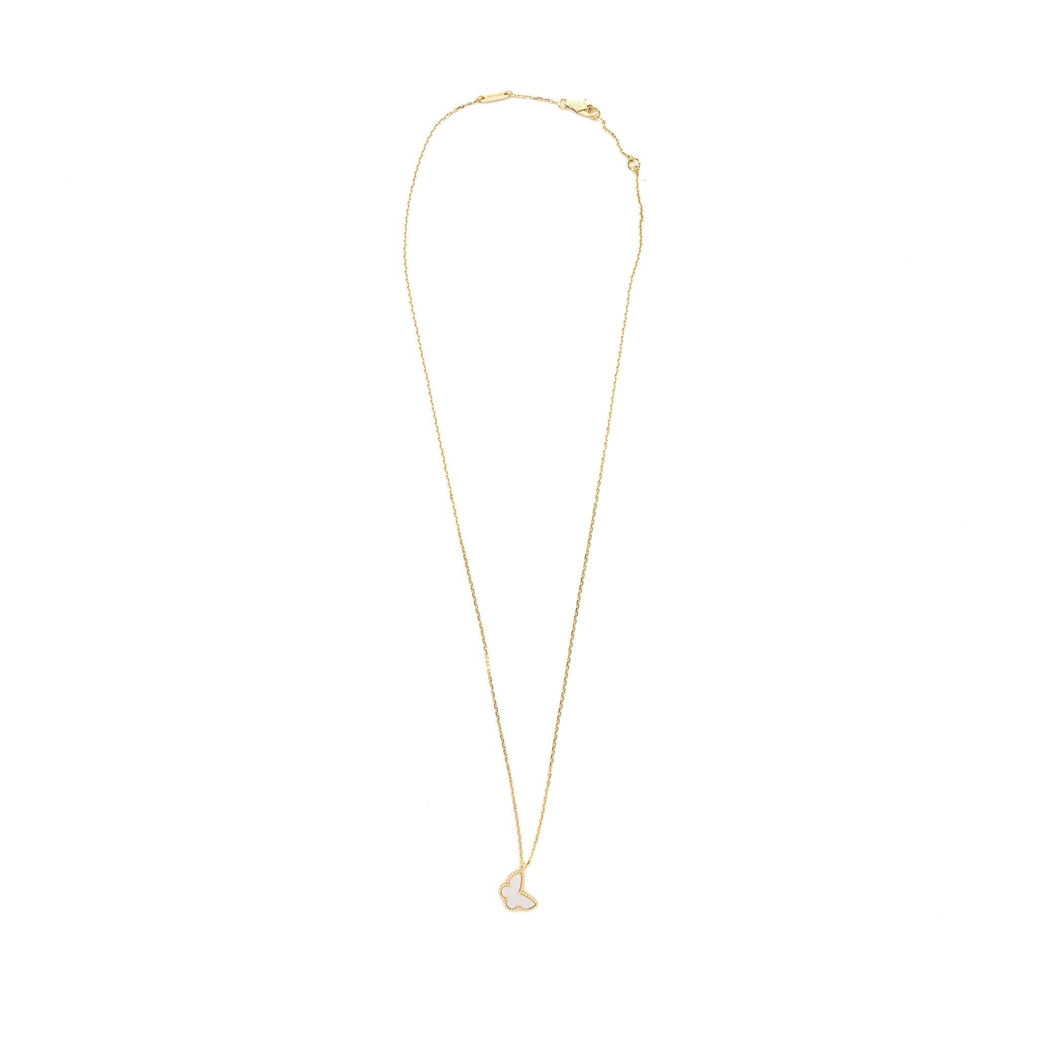 VAN CLEEF & ARPELS SWEET ALHAMBRA BUTTERFLY PENDANT MOTHER OF PEARL YELLOW GOLD