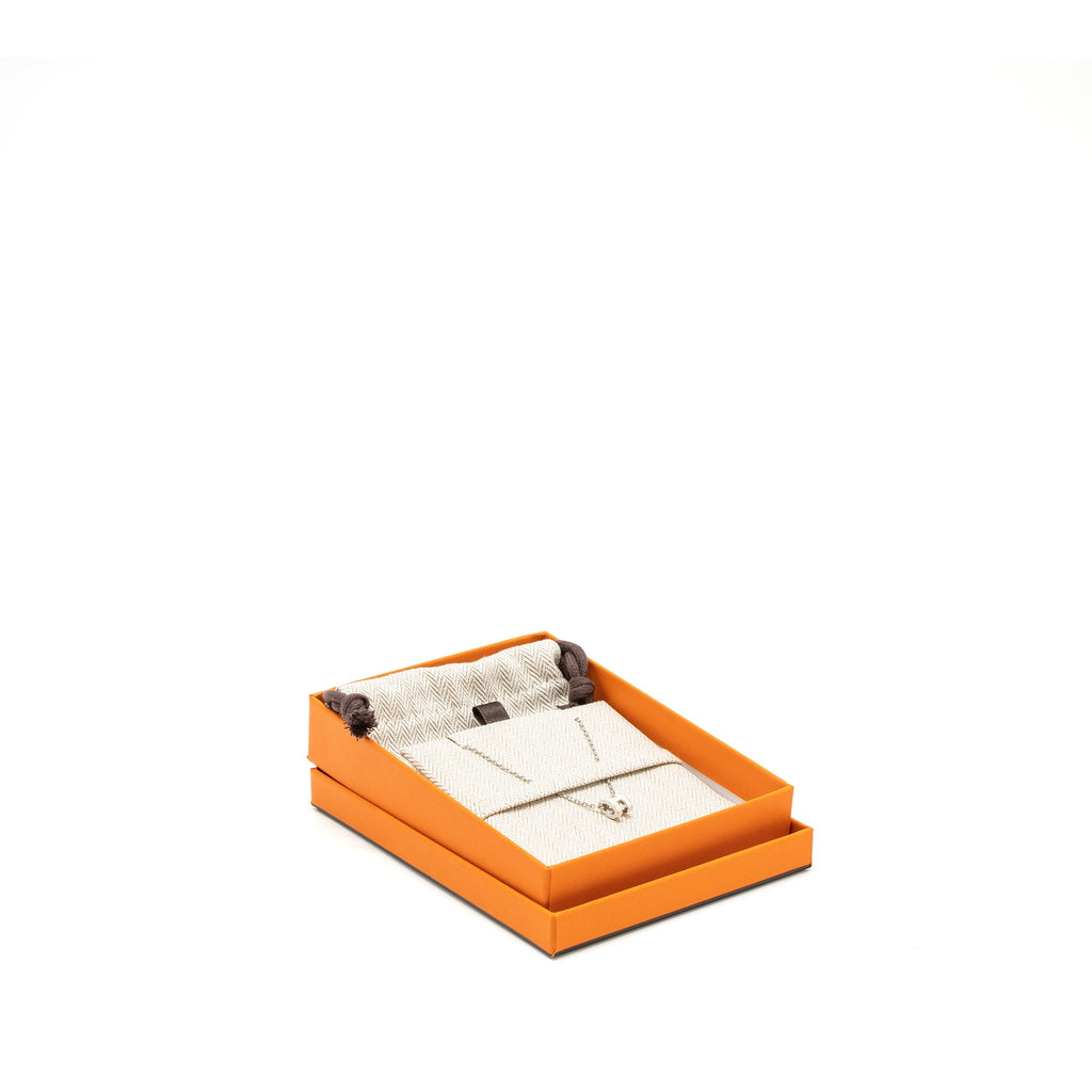HERMES MINI POP H PENDANT WHITE SILVER TONE