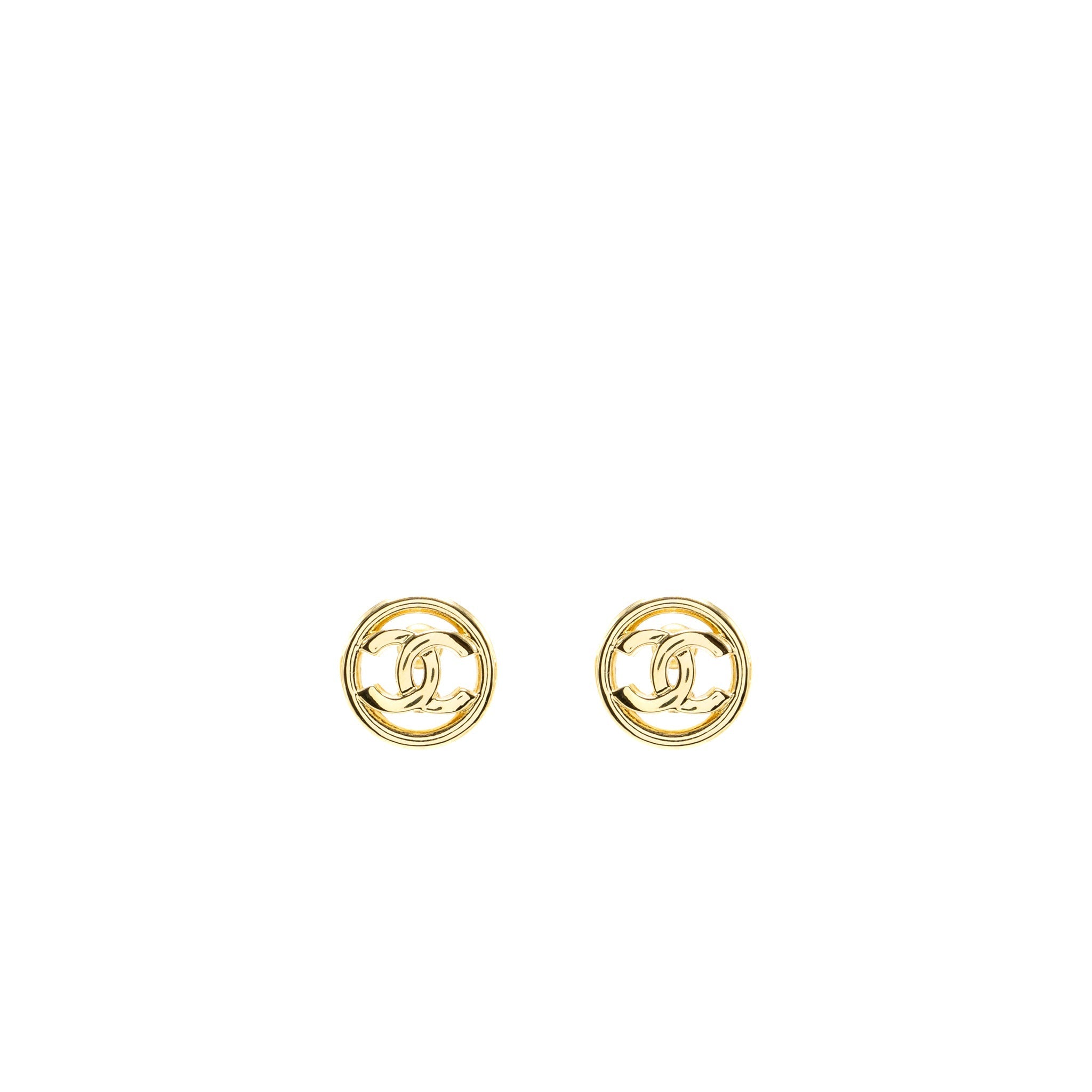 CHANEL ROUND CC LOGO EARRINGS GHW
