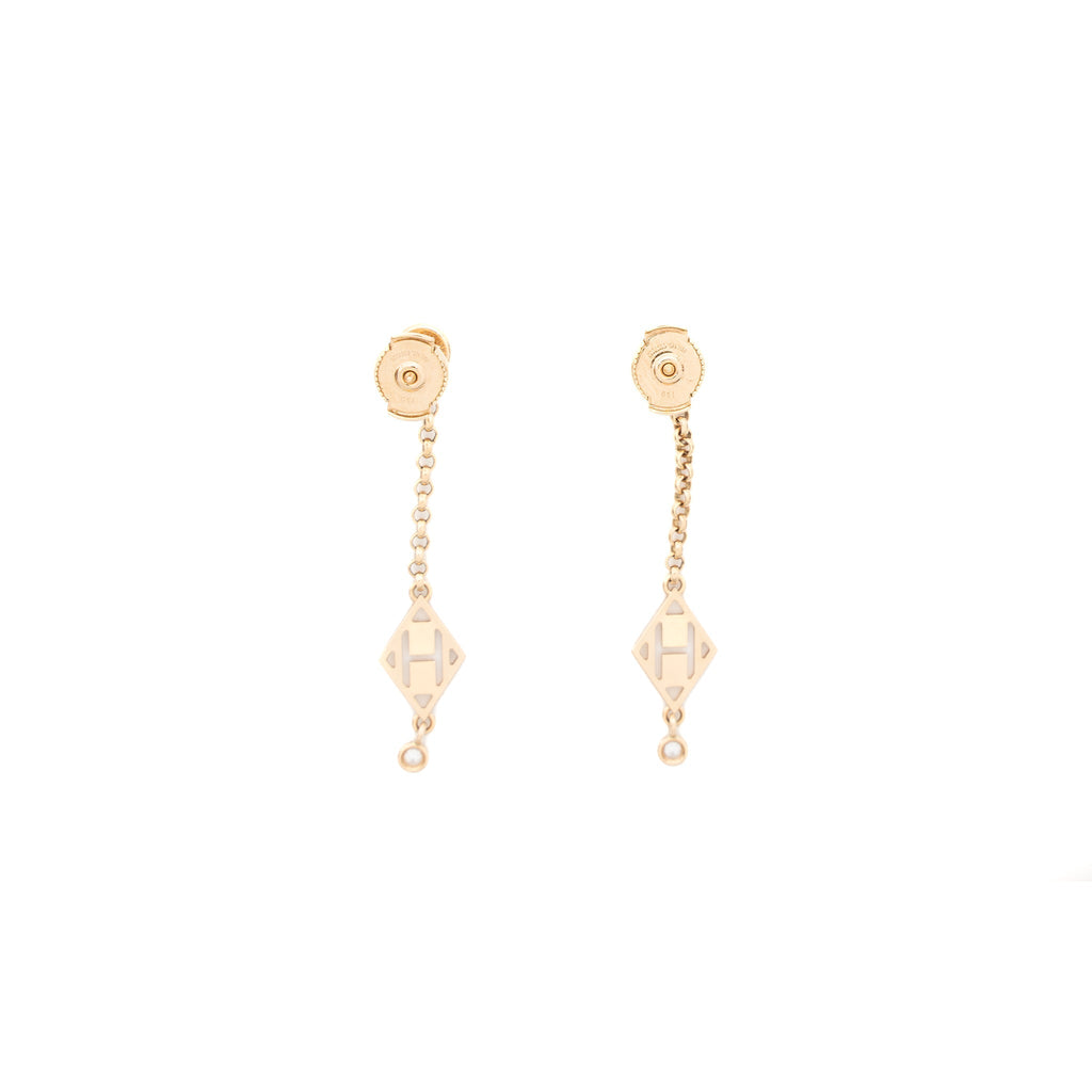 HERMES GAMBADE H EARRINGS ROSE GOLD DIAMONDS