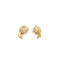 CHANEL QUILT EARRINGS WITH CC LOGO AND PEARL GOLD TONE