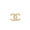 CHANEL CC LOGO BROOCH CRYSTAL BRUSHED LIGHT GOLD TONE
