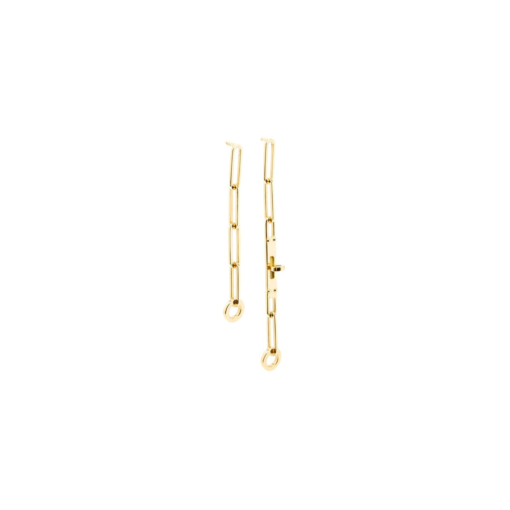 HERMES D OREILLE KELLY CHAIN EARRINGS YELLOW GOLD