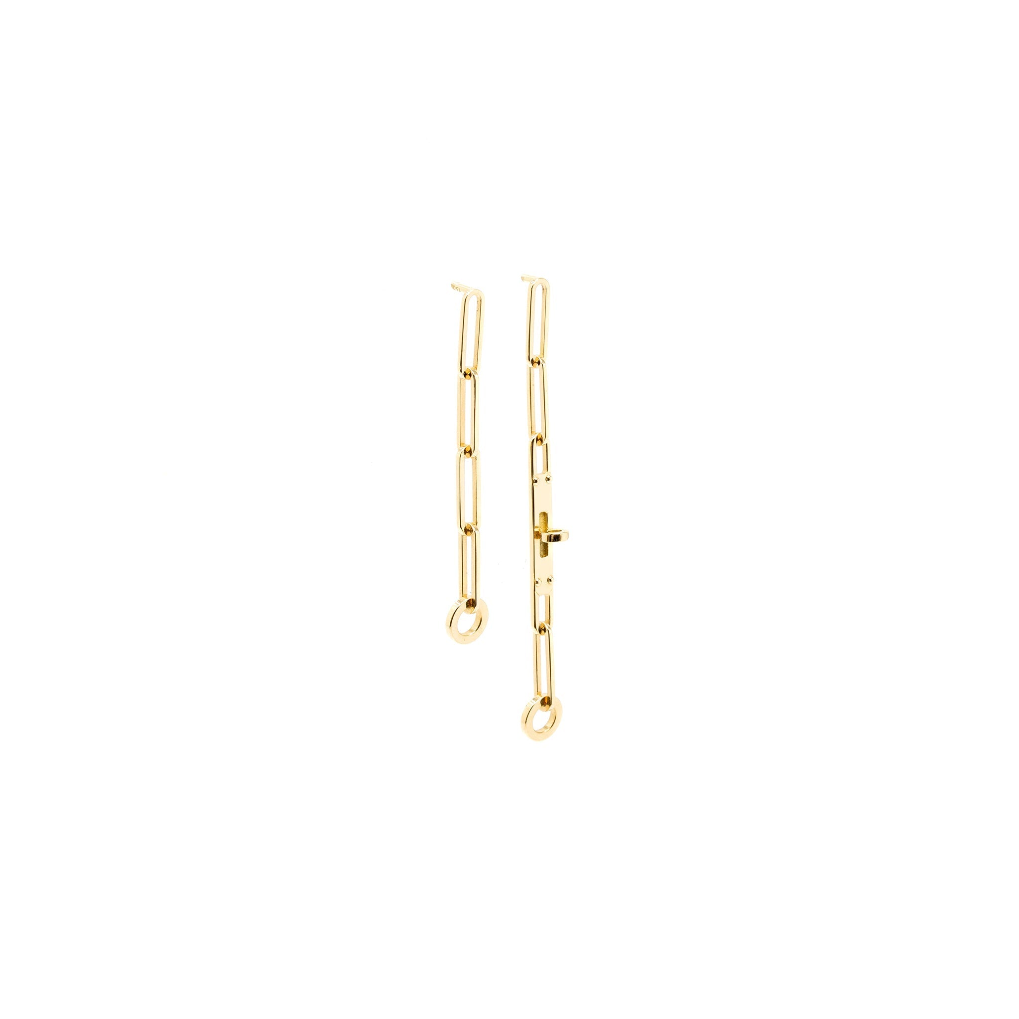 HERMES D OREILLE KELLY CHAIN EARRINGS YELLOW GOLD