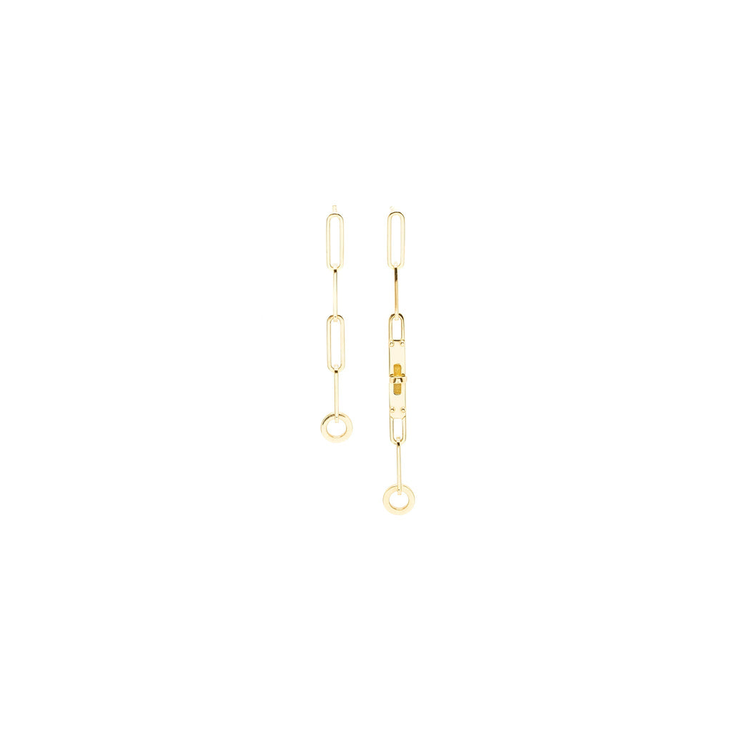 HERMES D OREILLE KELLY CHAIN EARRINGS YELLOW GOLD