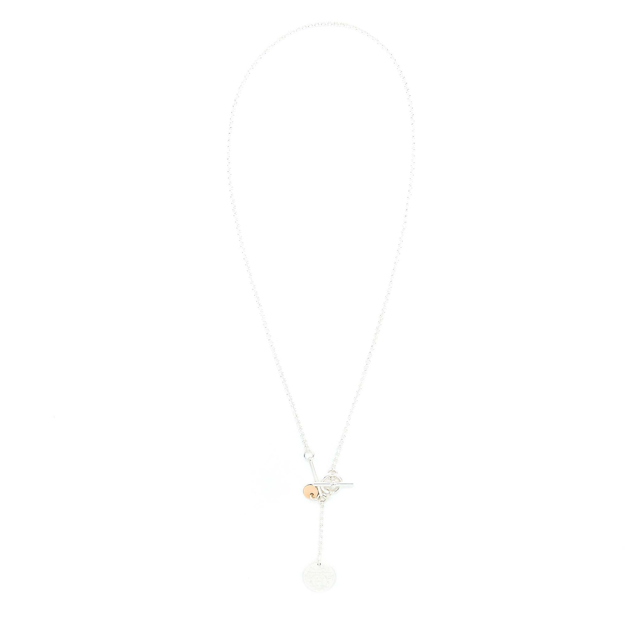 HERMES EX-LIBRIS PENDANT SILVER/ROSE GOLD