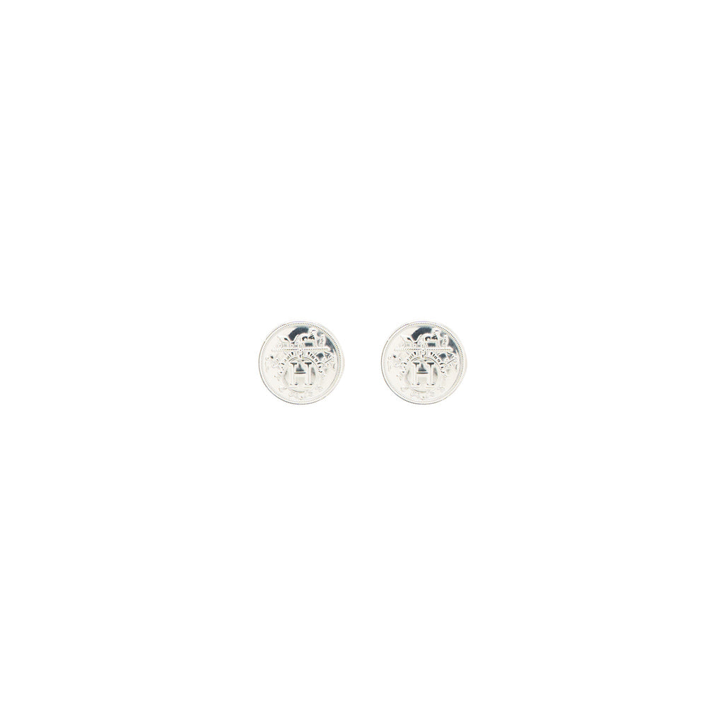HERMES EX-LIBRIS EARRINGS SILVER