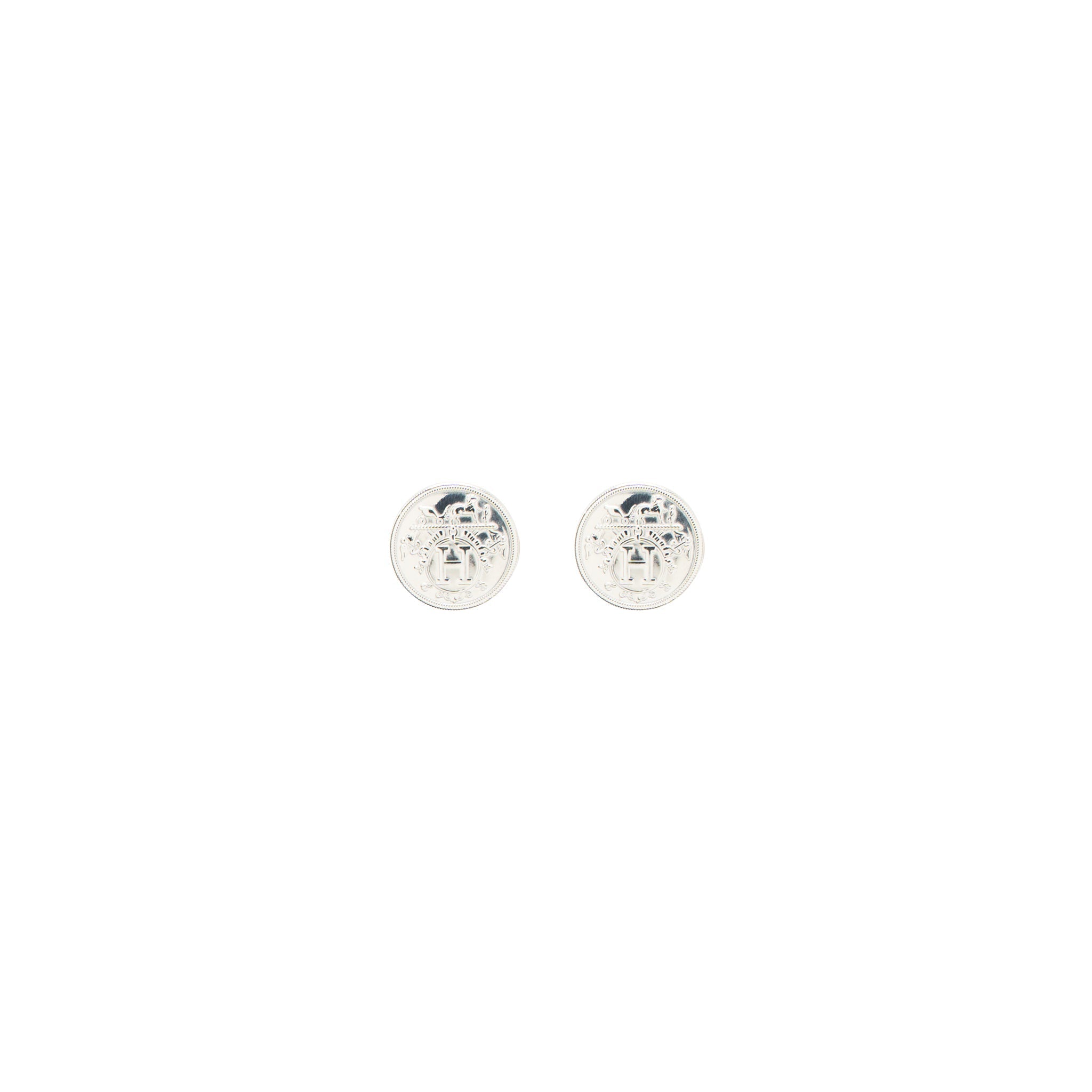 HERMES EX-LIBRIS EARRINGS SILVER