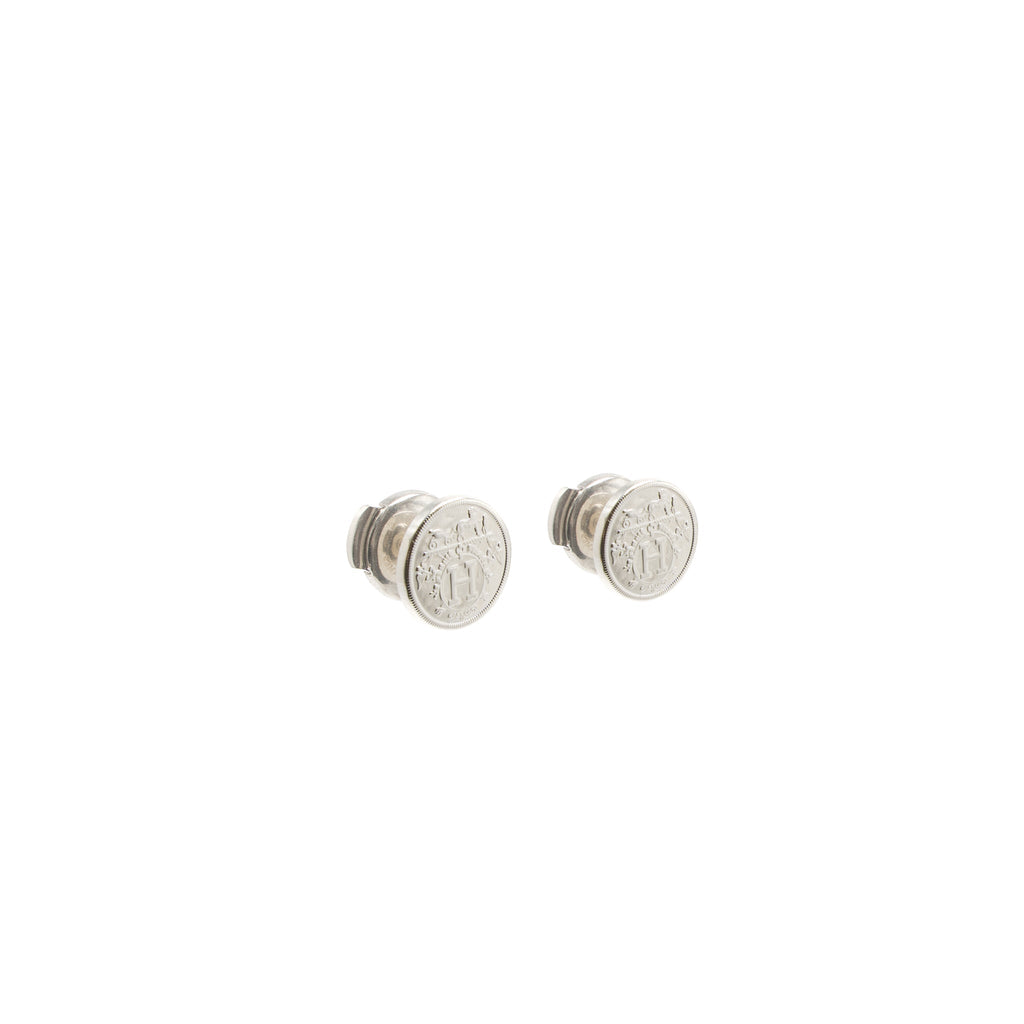 HERMES EX-LIBRIS EARRINGS SILVER