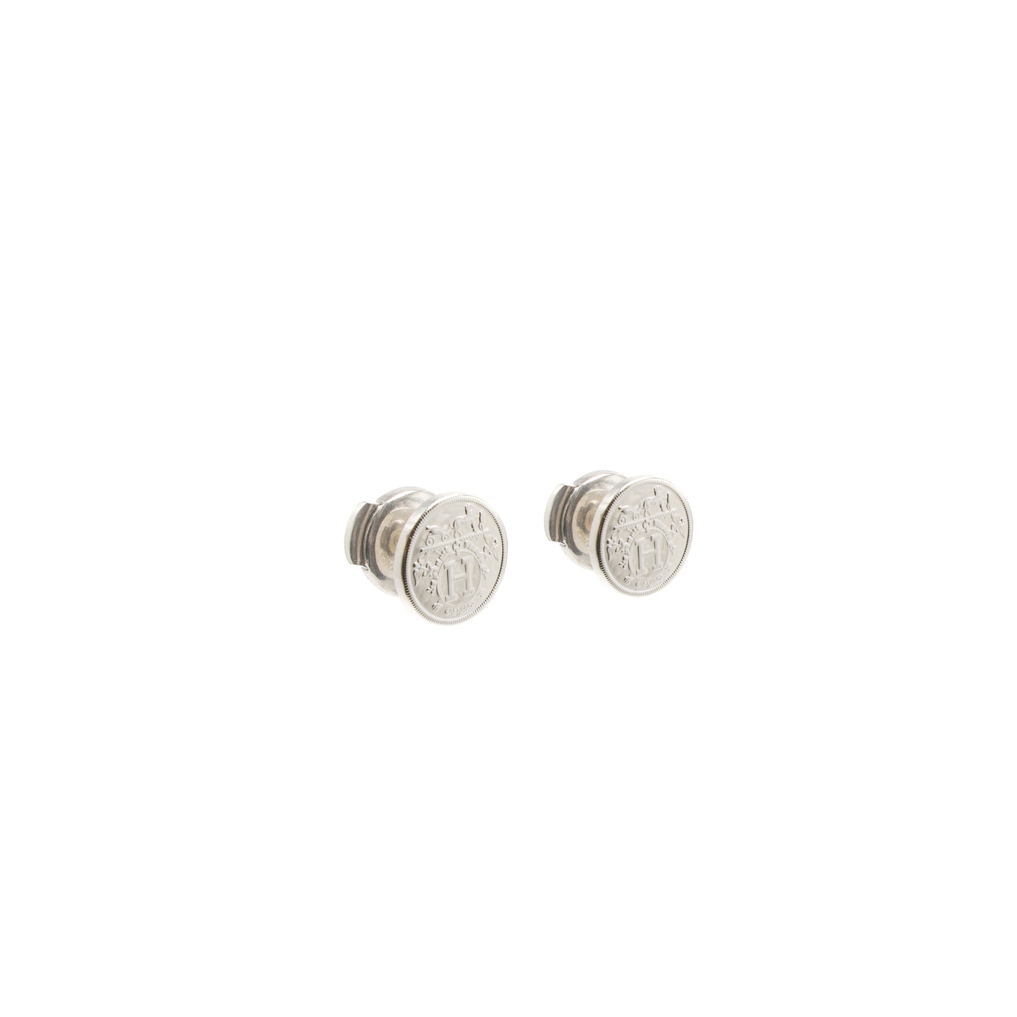 HERMES EX-LIBRIS EARRINGS SILVER