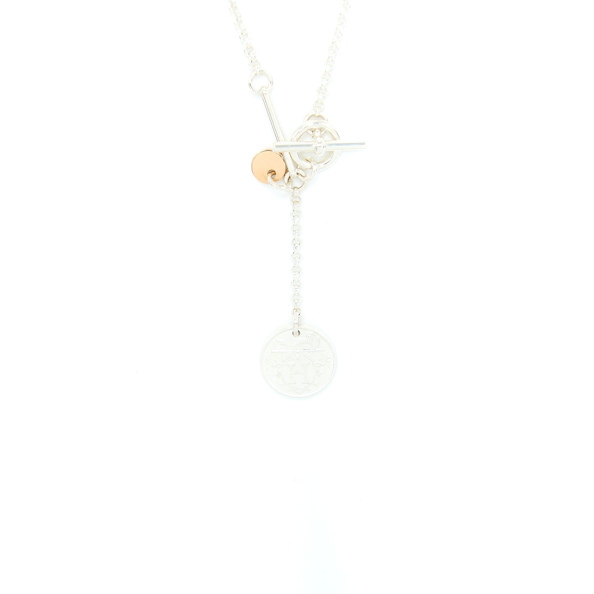 HERMES EX-LIBRIS PENDANT SILVER/ROSE GOLD