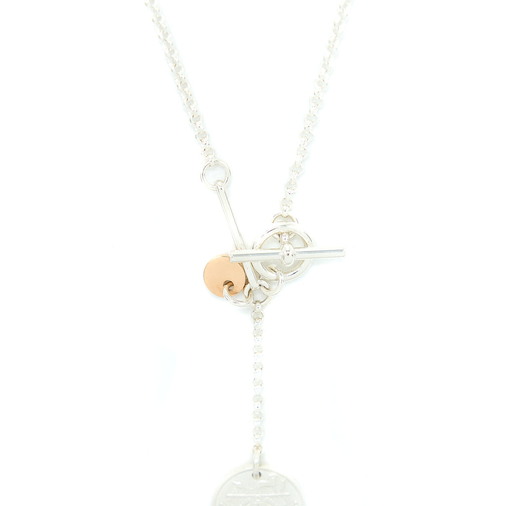 HERMES EX-LIBRIS PENDANT SILVER/ROSE GOLD