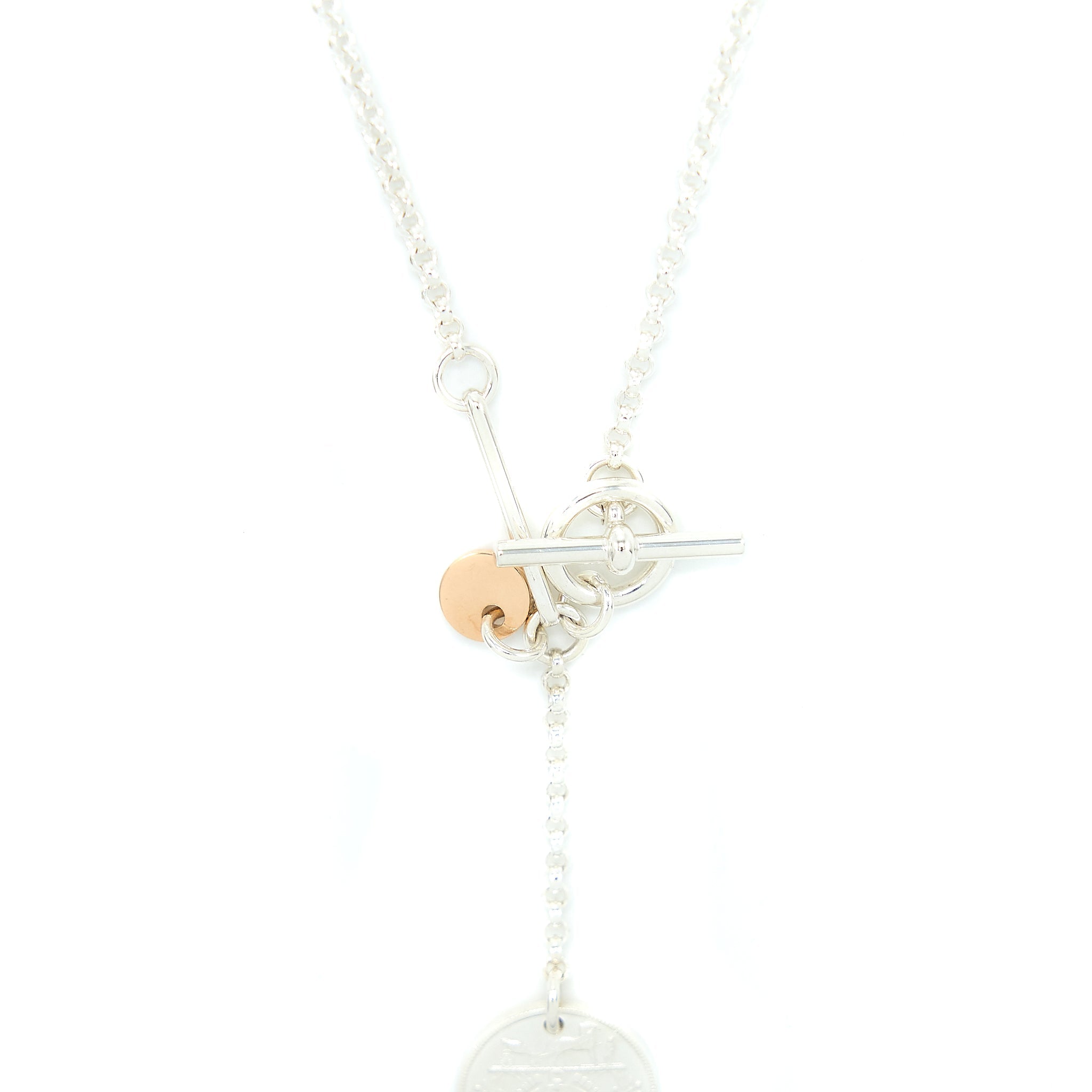 HERMES EX-LIBRIS PENDANT SILVER/ROSE GOLD