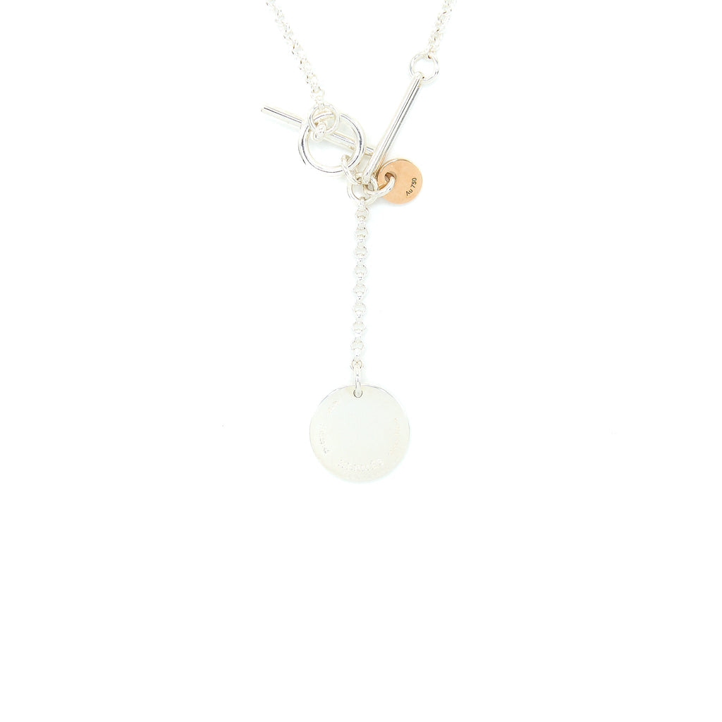 HERMES EX-LIBRIS PENDANT SILVER/ROSE GOLD